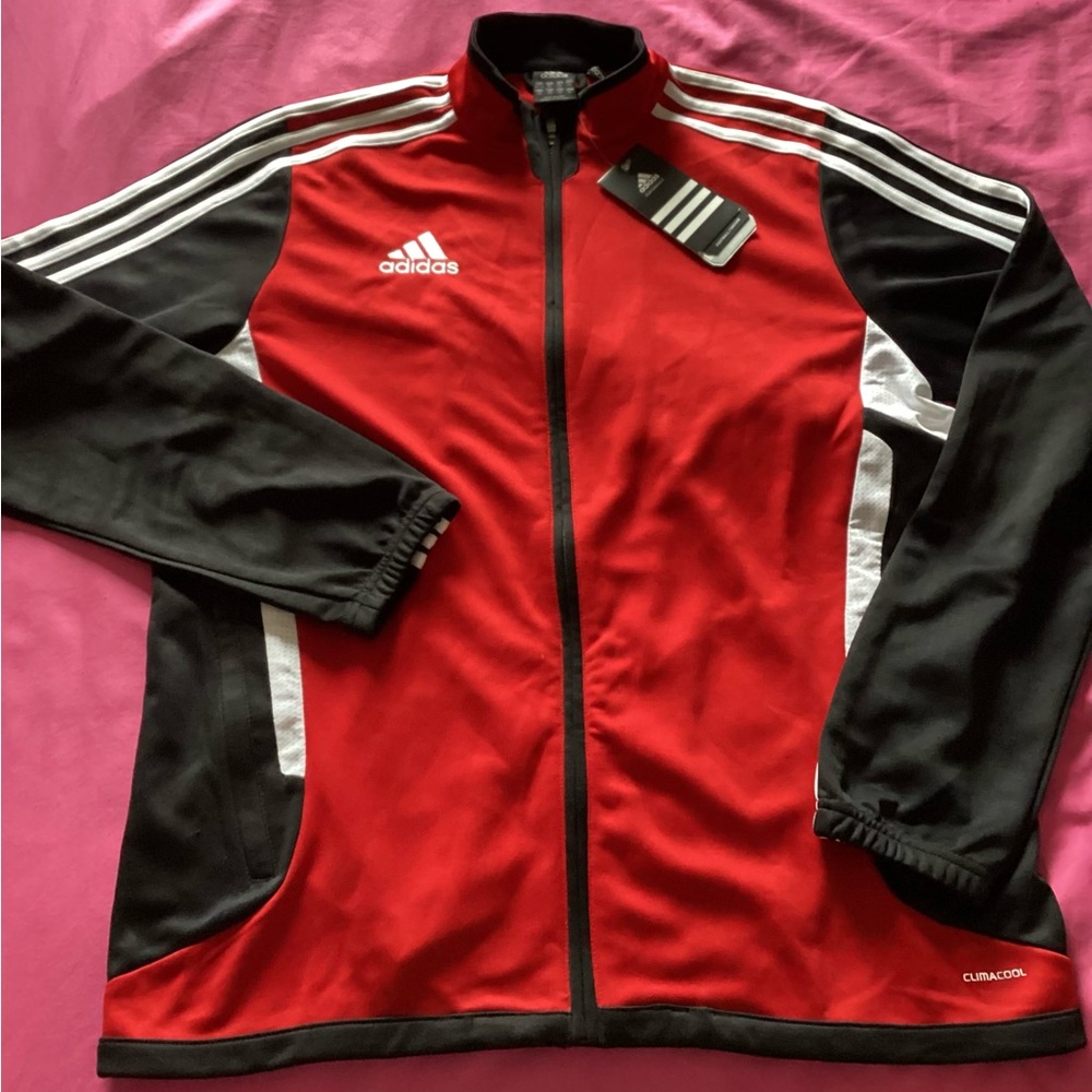 Adidas Kids Red and Black Lightweight Jacket